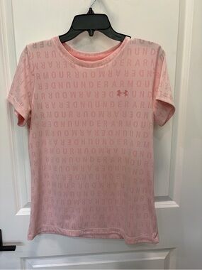 Under Armour Light Pink Logo Repeat-Print Performance Tee